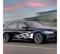 1 Paire Car Truck Totem Flame Graphics Side Label Vinyl Body Sticker Cool Waterproof Car White