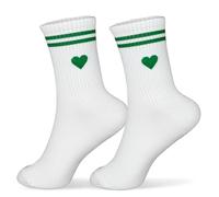 1 Paire Chaussette Blanche 36-42 en Coton Motif Coeur Socquette Respirante Unisexe Cadeau pour Homme Femme (FR/ES, Alpha/lettres, Taille unique, Taille normale, Taille normale, Motif Vert)