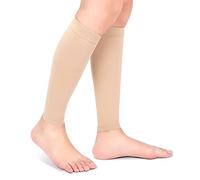 1 paire Chaussettes de Compression Mollet, 20-30mmHg Bas de Compression pour Varices Chaussette de Contention sans Pieds pour Shin Splint Veine Variqueuse Oedème (Couleur de la peau L)