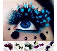 1 Paire Couleurs Mode Cosplay Halloween Plumes Faux Cils Party Main Les Cils Faux surdimensionnée (Couleur aléatoire)