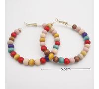 1 paire Créoles Pour Femme Sucré , Frais & Style Minimaliste 6mm Perlé En Bois Avec Aléatoire Mixte Couleur Taille Uniquebois