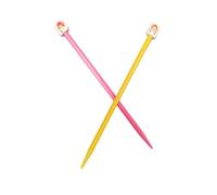 1 paire d' aiguilles à tricoter taille 6 pour enfant 18 cm de long en plastique visage