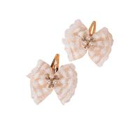 1 paire d ' épingles à cheveux délicates en dentelle et perles pour nourrissons, design de nœud doux, barrette sûre et douce pour les nouveau-nés, pince à cheveux en perles de dentelle