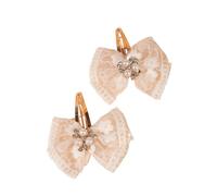 1 paire d ' épingles à cheveux délicates en dentelle et perles pour nourrissons, design de nœud doux, barrette sûre et douce pour les nouveau-nés, pince à cheveux en perles de dentelle