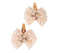 1 paire d ' épingles à cheveux délicates en dentelle et perles pour nourrissons, design de nœud doux, barrette sûre et douce pour les nouveau-nés, pince à cheveux en perles de dentelle
