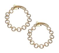 1 paire d'anneaux en métal tendance avec strass pour porter les épaules, Strass + fond en cuivre
