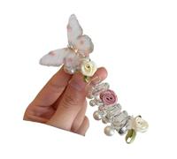 1 paire d'attaches for cheveux avec cordon de téléphone perlé papillon for enfants, support for queue cheval, accessoire coiffure, bandeau Pour support de queue(Off-white butterfly)