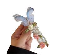 1 paire d'attaches for cheveux avec cordon de téléphone perlé papillon for enfants, support for queue de cheval, accessoire de coiffure, bandeau(Blue butterfly)