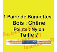 1 Paire de Baguettes Batterie Qualité Chéne Pointe Nylon 7AN