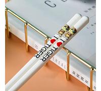 1 paire de baguettes chinoises en porcelaine de haute qualité, 12 motifs du zodiaque, faites à la main, antidérapantes, pour sushi, nouilles, riz, boîte cadeau, 25 cm E