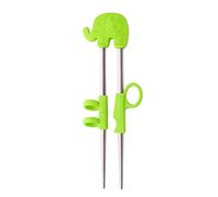 1 paire de baguettes d'apprentissage pour enfants et bébés Motif éléphant vert