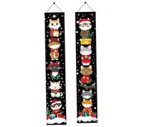 1 Paire de bannières de Porte Noël 5, 9 Pieds en Forme Chat Mignon - Décorations Noël en Plein air à Suspendre pour Porche - Bannière Bienvenue pour la Maison, la Cour, Les Vacances - Bann