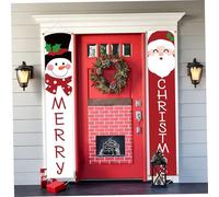 1 paire de bannières de porte Noël, décorations Noël extérieures 5, 9 pieds, panneau porte porche suspendu, bannière bienvenue pour la maison, la cour, la couverture murale, les four
