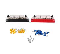 1 Paire de Barre Omnibus à 10 bornes 48 V 150 A, Bloc de terminaux de Distribution d'énergie avec 20 bornes, Plaque Conductrice en Laiton et boîtier en Alliage de Zinc-ABS pour sys (Goujon M6x4/ Vis