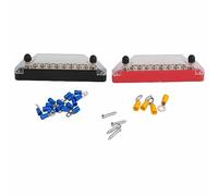 1 Paire de Barre Omnibus à 10 bornes 48 V 150 A, Bloc de terminaux de Distribution d'énergie avec 20 bornes, Plaque Conductrice en Laiton et boîtier en Alliage de Zinc-ABS pour sys (Goujon M6x2/ Vis