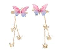 1 paire de barrettes à cheveux papillon pour femme - Jolie pince à cheveux avec pompon - Accessoire de cheveux décoratif pour mariage, carnaval, cocktail, thé, fête