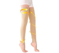 1 paire de bas de contention opaques, soutien ferme 20-30 mmHg avec bande en silicone, manchons de compression sans pieds, traitement des gonflements, varices, œdèmes xxl 15-20 mmHg beige.
