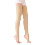 1 paire de bas de contention opaques, soutien ferme 20-30 mmHg avec bande en silicone, manchons de compression sans pieds, traitement des gonflements, varices, œdèmes S 15-20 mmHg beige.