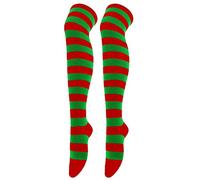 1 Paire de Bas Longs de Noël pour Femmes sur Les Chaussettes Genou Costumes de fête de Noël Cosplay Chaussettes Chaussettes Hautes Longues rayées Thermique Faux Translucide