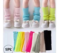 1 paire de bas longs jusqu'aux mollets pour enfants, chaussettes bouffantes de couleur unie pour le printemps et l'automne, bas droits sans talon, bas de Lolita pour l'automne et l'hiver Longueur des 