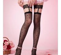 1 paire de bas porte-jarretelles sexy au-dessus du genou en forme de cœur, ultra-fins, chaussettes longues pour femmes - convient pour la Saint-Valentin, les rendez-vous en couple, les fêtes de vacanc