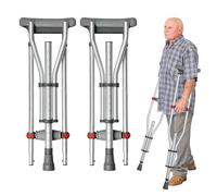 1 paire de béquilles d'avant-bras pliables en aluminium - Réglable en hauteur - 135 à 195 cm - Charge maximale : 136 kg - Avec pieds antidérapants - Pour adultes après chirurgie ou blessure à la jambe