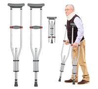 1 paire de béquilles en aluminium avec poignées souples, hauteur réglable, capacité de charge de 150 kg, béquilles pliables pour personnes handicapées après des blessures aux jambes