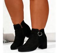 1 paire de bottes cheville à talon large et épais avec boucle et fermeture éclair sur le côté, style décontracté et preppy. Convient pour le bureau et l'extérieur, pour l'automne/l'hiver. Bottes chevi