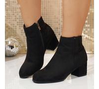 1 paire de bottes cheville confortables à large coupe, style casual preppy avec fermeture éclair latérale. Bottes cheville à talon épais pour femmes, pour l'automne/l'hiver EUR35,EUR36,EUR37,EUR38,EUR