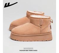 1 paire de bottes de neige épaisses et chaudes pour femmes WARRIOR, nouvelle arrivée automne/hiver 2025, design tube, plateforme, bottes courtes à la mode, enfiler, chaussures d'hiver pour l'extérieur