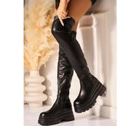 1 paire de bottes hautes confortables et , convenant pour le bureau, pour l'automne/l'hiver EUR36,EUR37,EUR38,EUR39,EUR40,EUR41UnicoloreMicrofiber