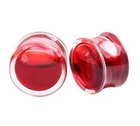 1 paire de bouchons d'oreilles et tunnels en acrylique rouge, jauges, piercings, écarteurs