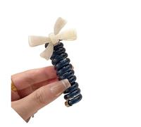1 paire de boucles cheveux avec nœud papillon en fil téléphone, for femmes et filles, corde tête haute élastique, queue cheval, attaches élastiques, accessoires for Pour support de queue(Deep blue)