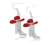 1 Paire De Boucles D’Oreilles De Bottes De Cowboy Rouges, Boucles D’Oreilles De Cowboy Pour Femmes, Boucles D’Oreilles De Bottes De Cowboy, Boucles D’Oreilles De Chapeau