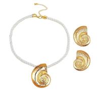 1 Paire De Boucles D’Oreilles En Coquillage, 1 Collier De Coquillages, Bijoux De Style Boho, Collier De Coquillages En Alliage, Bijoux De Vacances À La Plage