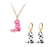 1 paire de boucles d'oreilles, 1 collier, boucles d'oreilles de cowgirl, collier de bottes de cowboy, boucles d'oreilles cool, boucles d'oreilles de bottes de cowboy occidentales, accessoires de
