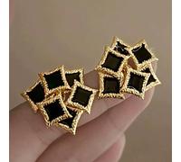 1 paire de boucles d'oreilles à clou pour femmes, à motif géométrique élégant en patchwork, pour tous les jours ou les soirées Taille UniqueAlliage de zinc