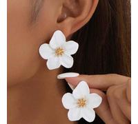 1 paire de boucles d'oreilles à clous blanches en forme de fleur à 5 pétales colorées et exquises, style dopamine, convenant comme cadeau de mariage pour fille Taille Unique,vert,rouge,orgraphiqueAlli