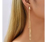 1 paire de boucles d'oreilles à gouttes avec chaînes multiples, liens serpentins et franges courts et longs, style minimaliste et , convient pour le port quotidien des femmes Taille UniqueAlliage de f
