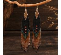 1 paire de boucles d'oreilles à pampilles à la mode pour femme, style bohème, style palais rétro, perles de verre ombrées, faites à la main, élégantes et adaptées à un usage quotidien, cadeau idéal po