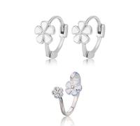 1 Paire De Boucles D'Oreilles À Tige En Forme De Fleur Et 1 Bague En Forme De Fleur, Boucles D'Oreilles Exquises, Boucles D'Oreilles Marguerite, Accessoires Vestimentaires