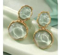 1 paire de boucles d'oreilles asymétriques vert clair avec un motif de vague créatif, design ovale, boucles d'oreilles et accessoires de mode personnalisés Taille UniqueAlliage de zinc