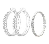 1 Paire De Boucles D'Oreilles Blé, 1 Bracelet, Parure Bijoux Oreille Blé, Boucles D'Oreilles Personnalisées, Bracelet Oreille Blé Tissé, Boucles D'Oreilles Créoles Argent, Bijoux Cadeau