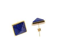 1 paire de boucles d'oreilles carrées dorées pour femme avec opale naturelle, Pierre