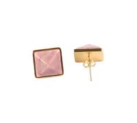 1 paire de boucles d'oreilles carrées dorées pour femme avec opale naturelle, Pierre