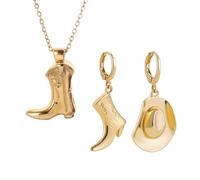 1 Paire De Boucles D'Oreilles Chapeau De Cowboy Et Bottes, Pendentif Mode Tendance Personnalisé, Style Punk Pour Femme