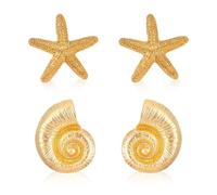 1 paire de boucles d'oreilles conque, 1 paire de boucles d'oreilles étoile de mer, boucles d'oreilles personnalisées, boucles d'oreilles conque suspendues, boucles d'oreilles or femme