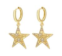 1 paire de boucles d'oreilles créoles en forme de cœur avec petites ailes et pierres dorées pour femme, Pierre