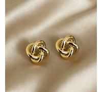 1 paire de boucles d'oreilles créoles géométriques torsadées de style rétro minimaliste français, convenant pour le port quotidien et les festivals chez les adolescentes Taille UniquegraphiqueAlliage 