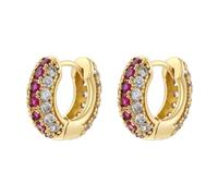 1 paire de boucles d'oreilles de 15 x 18 mm avec oxyde de zirconium incrusté de zircones cubiques faites à la main pour femme, Pierre